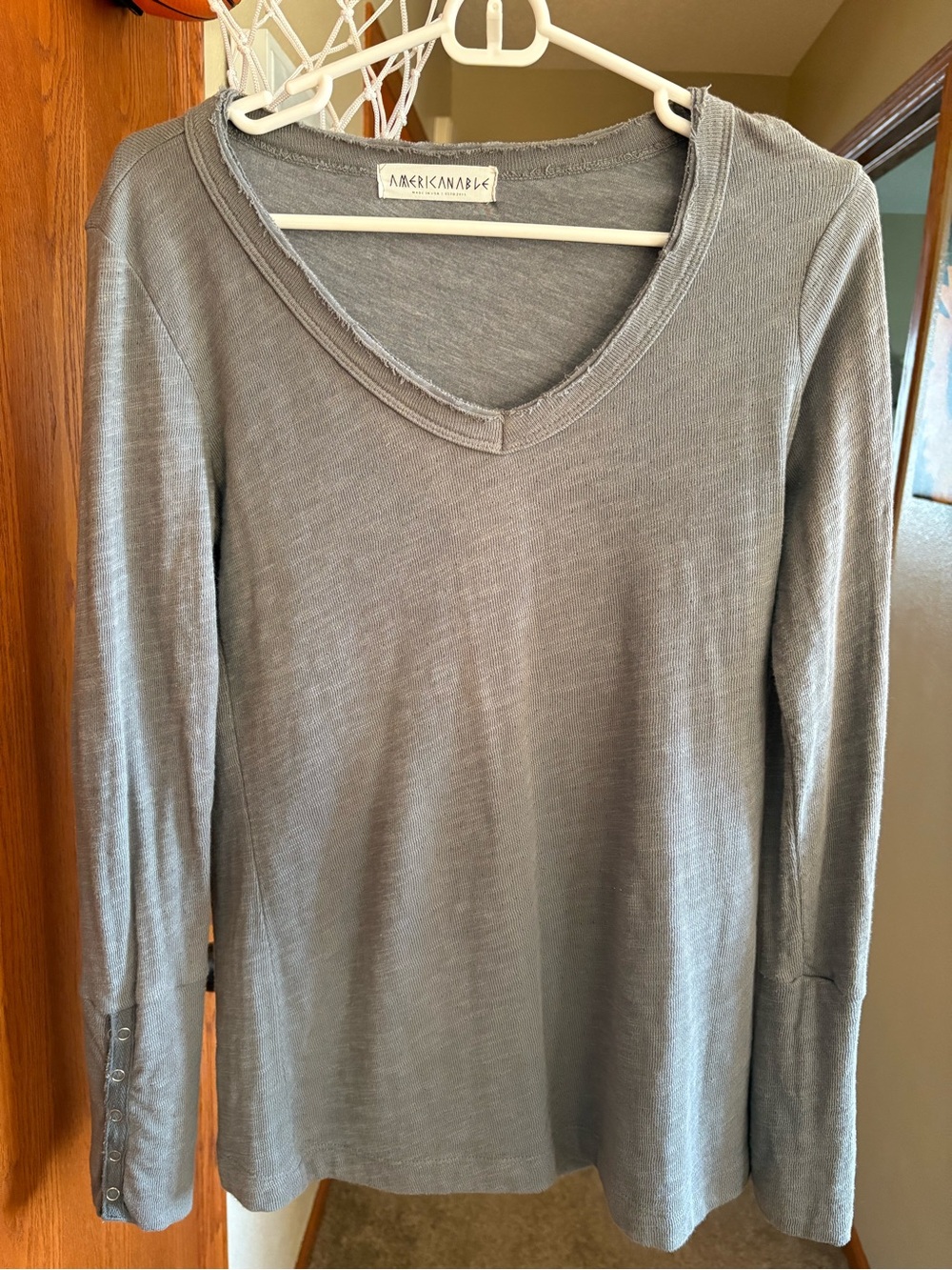 Gray V-Neck Long-Sleeve Sweater